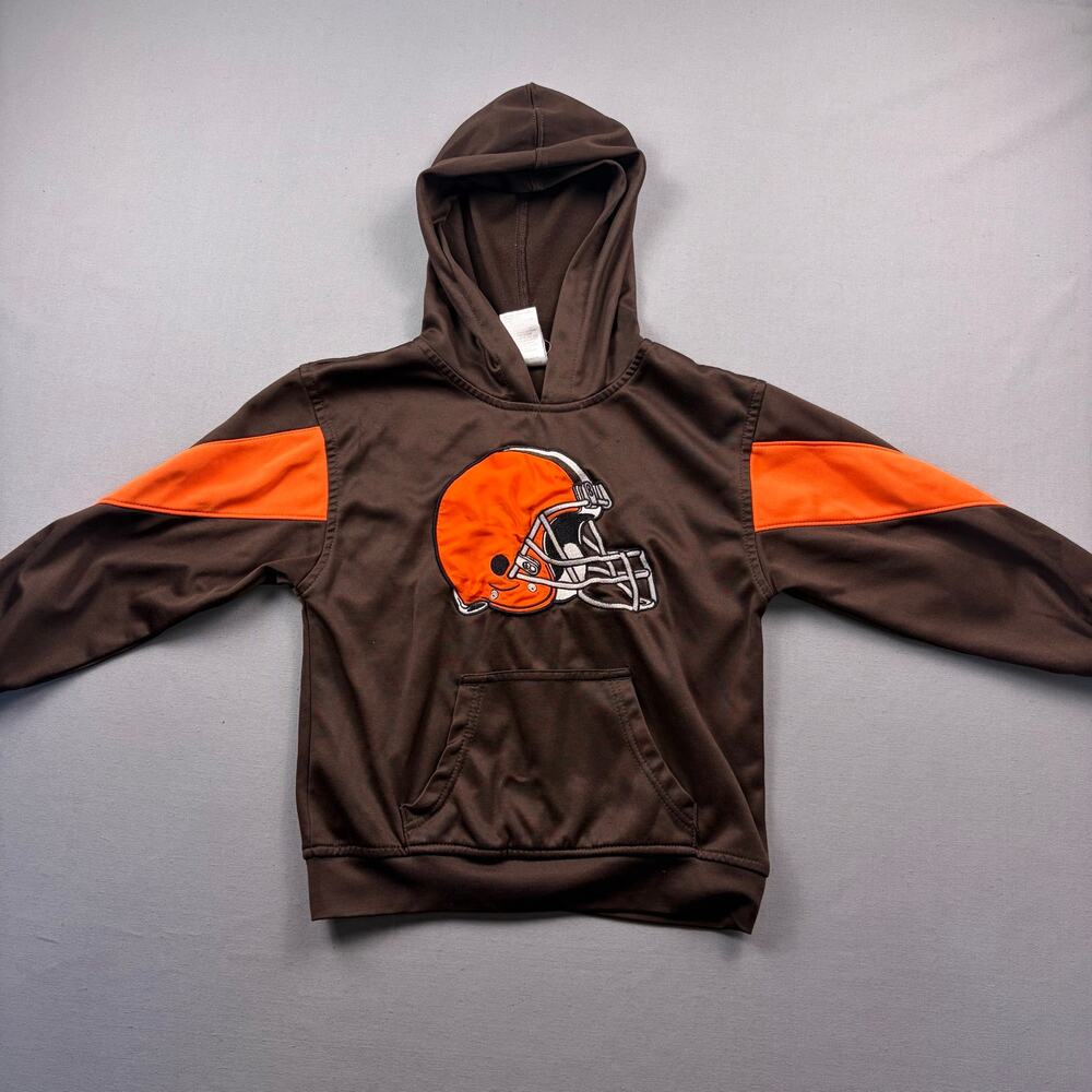 Cleveland Browns Hoodie Youth Small NFL Hooded Sweatshirt Orange Brown